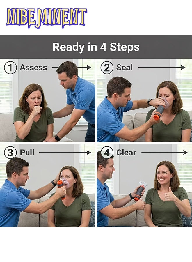 NIBEMINENT 1 Heimlich Anti-Choking Device | Throat Negative Pressure Suction Device, Household Portable Automatic First Aid, Reusable, Mixed Color, PP Material - Image 5